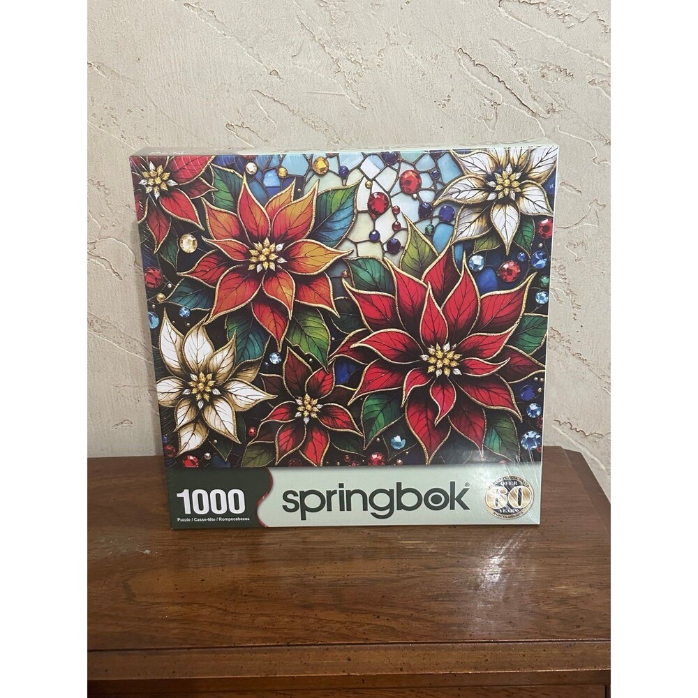 Springbok 1000 Piece Puzzle “Glazing Poinsettias” NEW